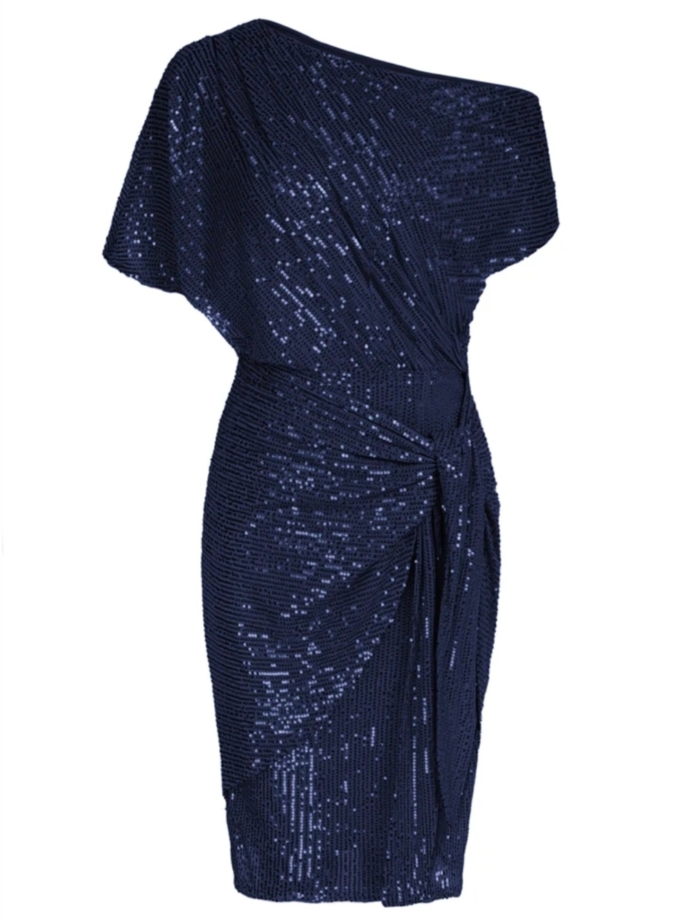 Navy One-Shoulder Sequin Cocktail Dress